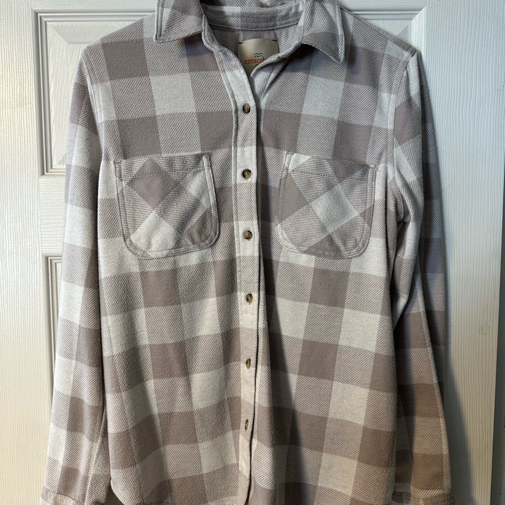 Casacabana Gray and Cream Plaid Shirt